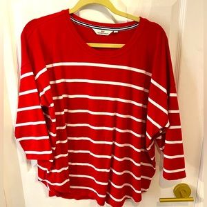 L Vineyard Vines red & white jersey dolman top